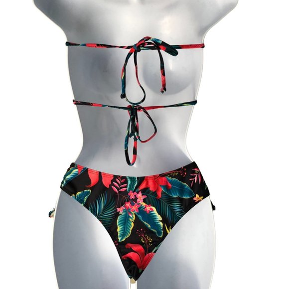 🌺 Tropical Babe Two-Piece Bikini – Black Floral - Picture 7 of 7